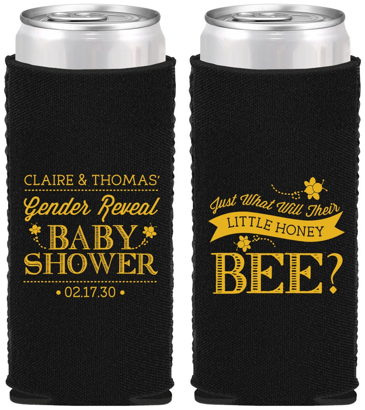 Custom Baby Shower Neoprene Slim Can Coolers - Little Honey Bee | 90018