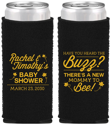 Custom Baby Shower Neoprene Slim Can Coolers - Mommy To Bee | 90019
