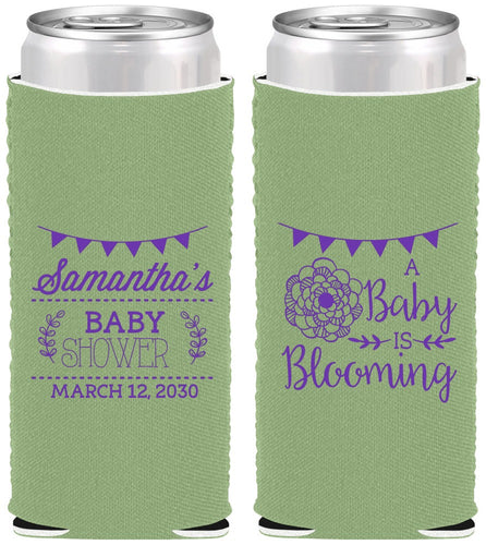 Custom Baby Shower Neoprene Slim Can Coolers - Blooming | 90020