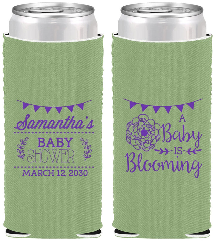 Custom Baby Shower Neoprene Slim Can Coolers - Blooming | 90020