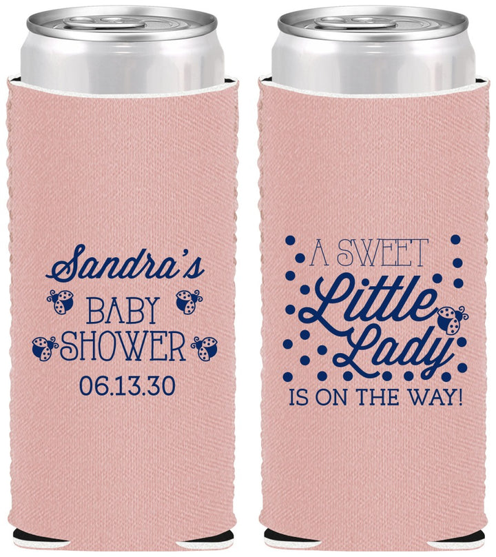 Custom Baby Shower Neoprene Slim Can Coolers - Sweet Little Lady | 90024