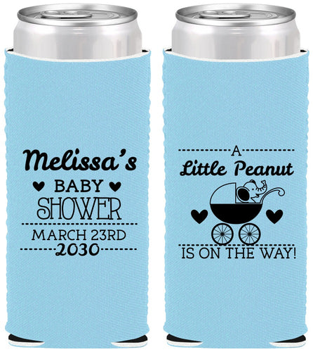 Custom Baby Shower Neoprene Slim Can Coolers - Peanut On The Way | 90028
