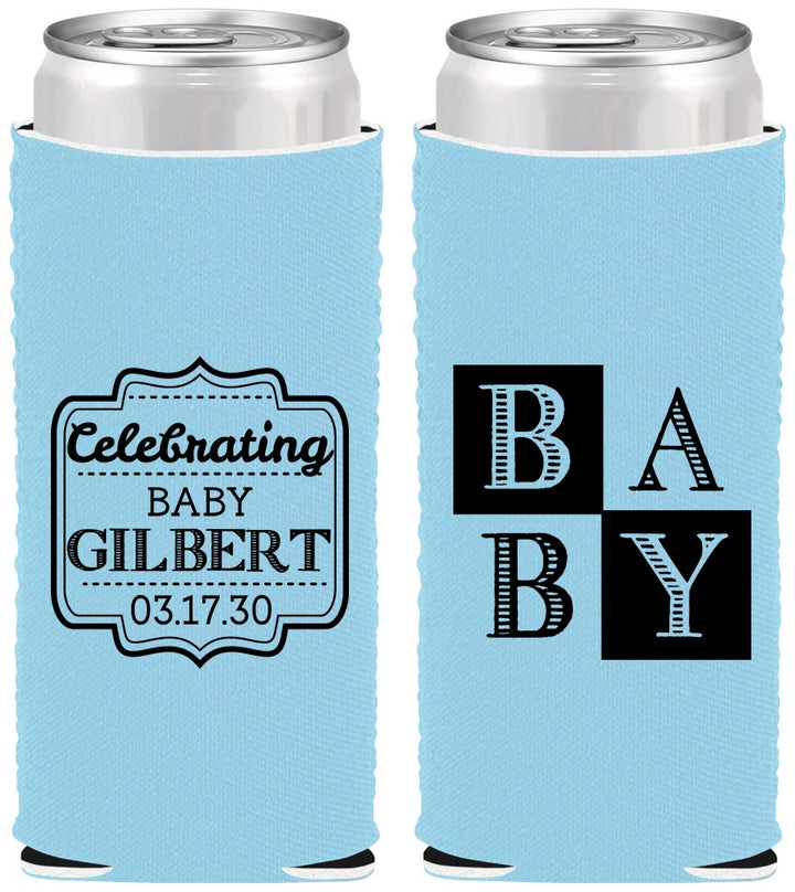 Custom Baby Shower Neoprene Slim Can Coolers - Celebrating | 90029