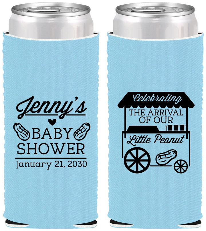Custom Baby Shower Neoprene Slim Can Coolers - Little Peanut | 90030