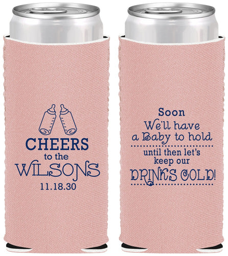 Custom Baby Shower Neoprene Slim Can Coolers - Cheers Bottle | 90031