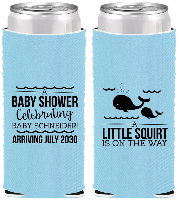 Custom Baby Shower Neoprene Slim Can Coolers - Mermaid On Her Way | 90044