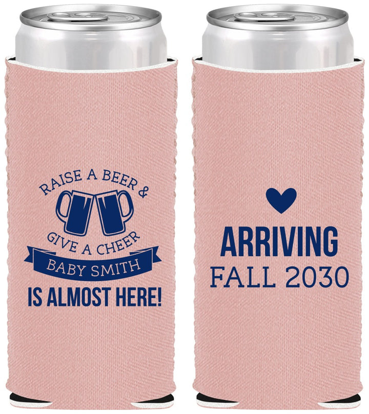 Custom Baby Shower Neoprene Slim Can Coolers - Raise A Beer | 90049