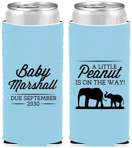 Custom Baby Shower Neoprene Slim Can Coolers - Peanut On The Way | 90062