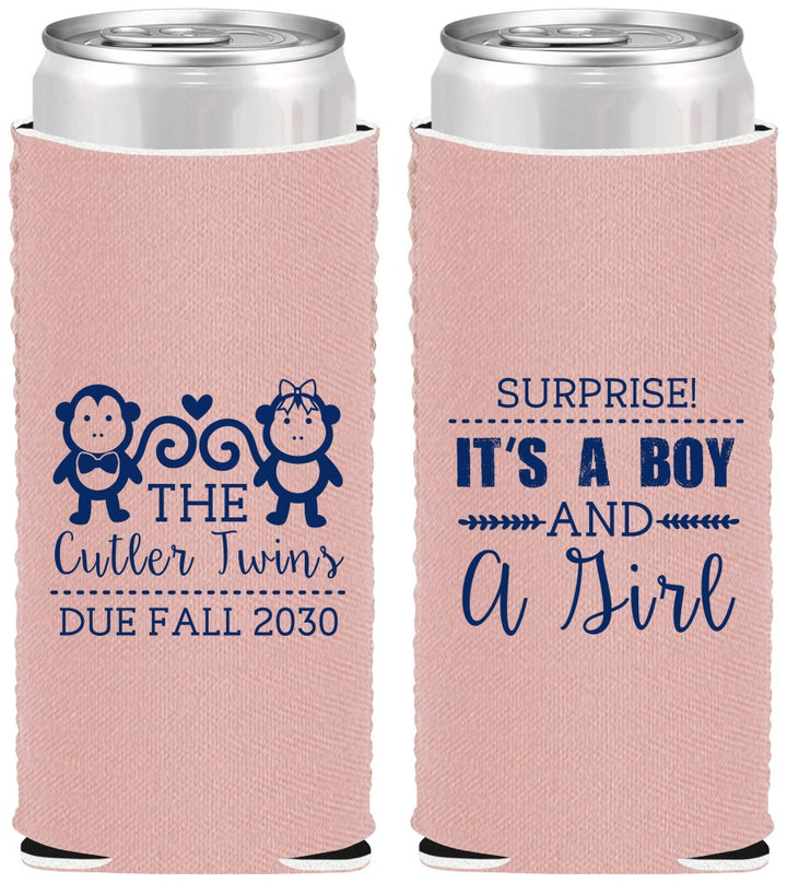 Custom Baby Shower Neoprene Slim Can Coolers - Gender Reveal Boy Or Girl | 90063