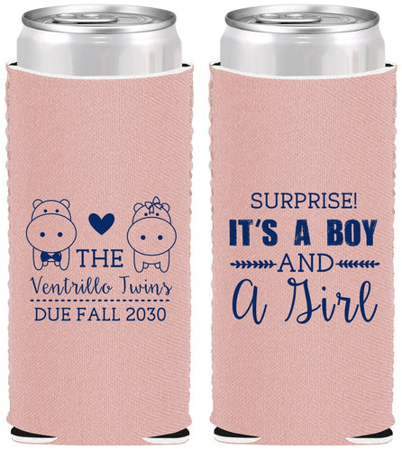 Custom Baby Shower Neoprene Slim Can Coolers - Gender Reveal Boy Or Girl | 90064