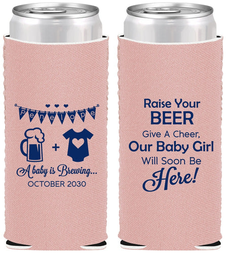 Custom Baby Shower Neoprene Slim Can Coolers - Raise Your Beer | 90065