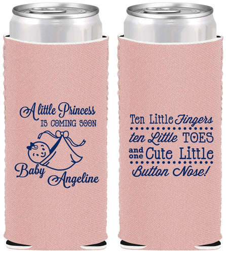 Custom Baby Shower Neoprene Slim Can Coolers - Little Princess | 90066