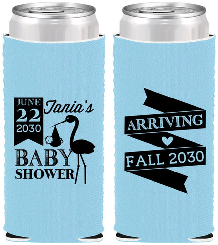 Custom Baby Shower Neoprene Slim Can Coolers - Stork | 90073