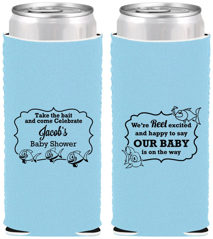 Custom Baby Shower Neoprene Slim Can Coolers - Fish | 90075