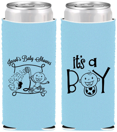 Custom Baby Shower Neoprene Slim Can Coolers - It’s A Boy | 90076