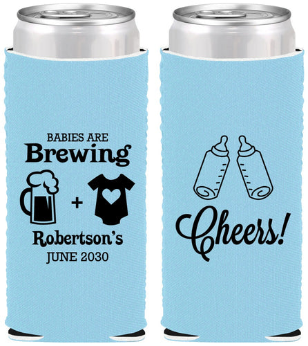 Custom Baby Shower Neoprene Slim Can Coolers - Babies Are Brewing | 90080