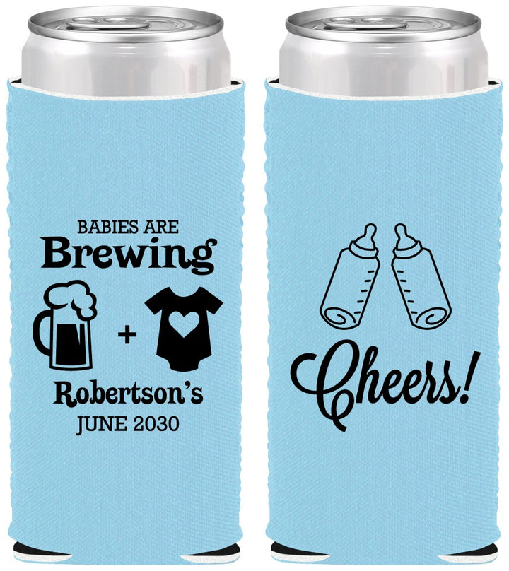Custom Baby Shower Neoprene Slim Can Coolers - Babies Are Brewing | 90080