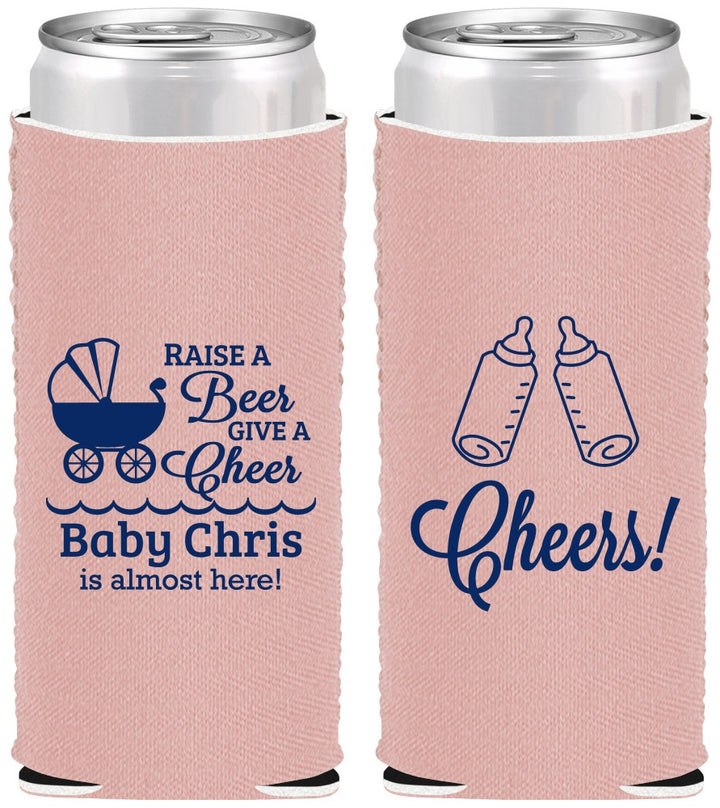 Custom Baby Shower Neoprene Slim Can Coolers - Raise A Beer | 90081