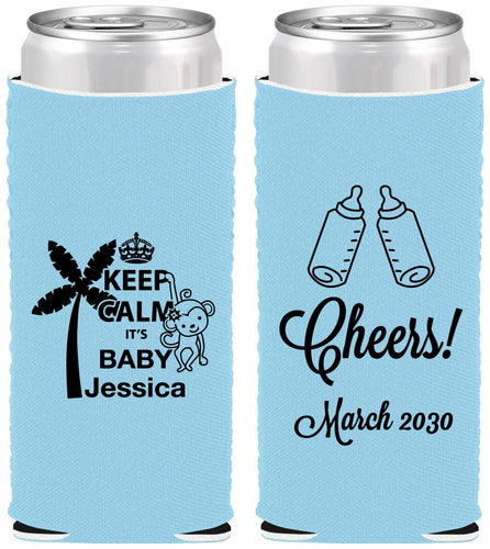 Custom Baby Shower Neoprene Slim Can Coolers - Baby Monkey | 90082