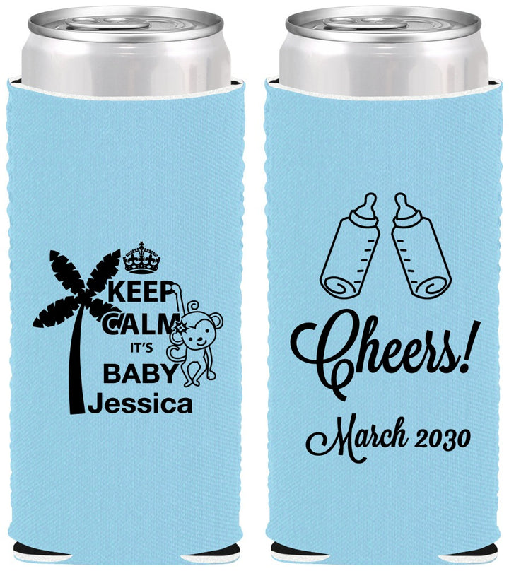 Custom Baby Shower Neoprene Slim Can Coolers - Baby Monkey | 90082