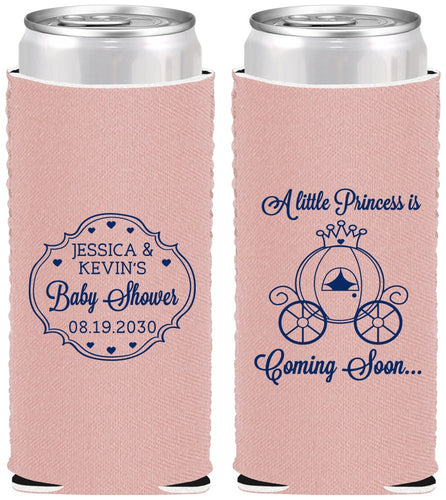 Custom Baby Shower Neoprene Slim Can Coolers - Princess Coming Soon | 90085