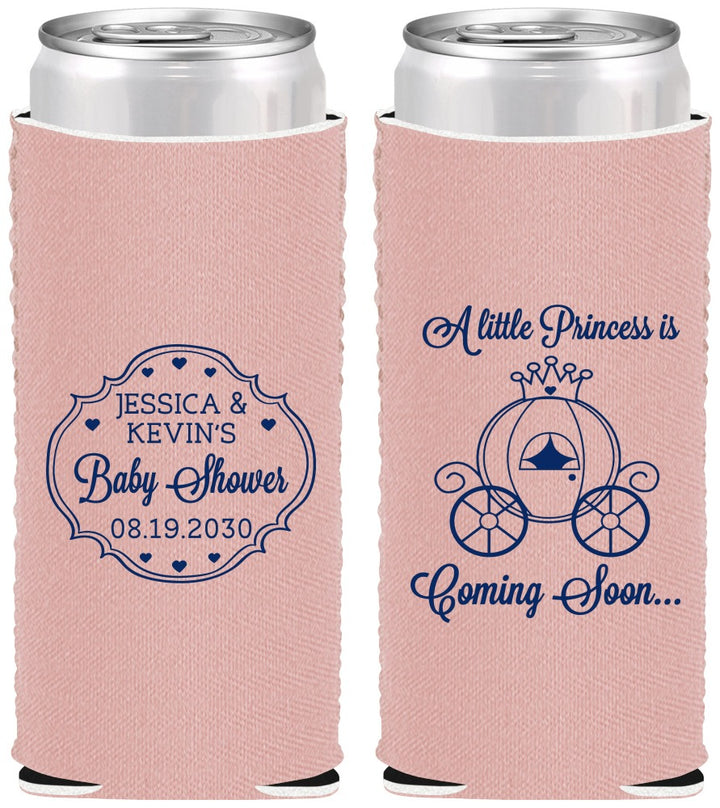 Custom Baby Shower Neoprene Slim Can Coolers - Princess Coming Soon | 90085
