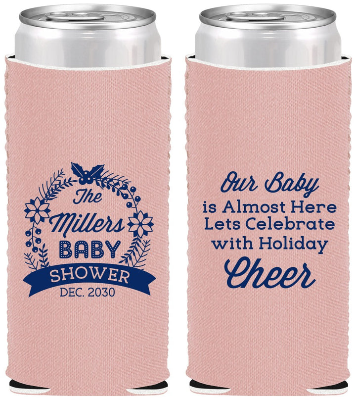 Custom Baby Shower Neoprene Slim Can Coolers - Holiday | 90086