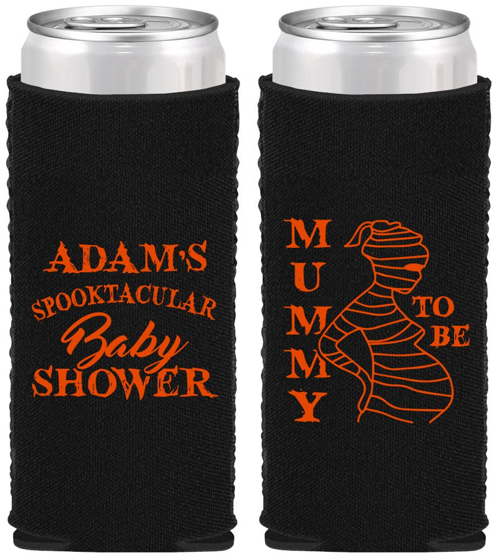 Custom Baby Shower Neoprene Slim Can Coolers - Mummy To Be Halloween | 90087