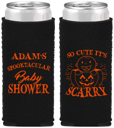 Custom Baby Shower Neoprene Slim Can Coolers - So Cute Halloween | 90088