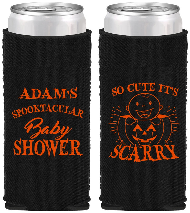 Custom Baby Shower Neoprene Slim Can Coolers - So Cute Halloween | 90088