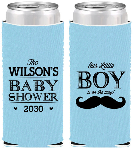 Custom Baby Shower Neoprene Slim Can Coolers - Little Boy | 90092
