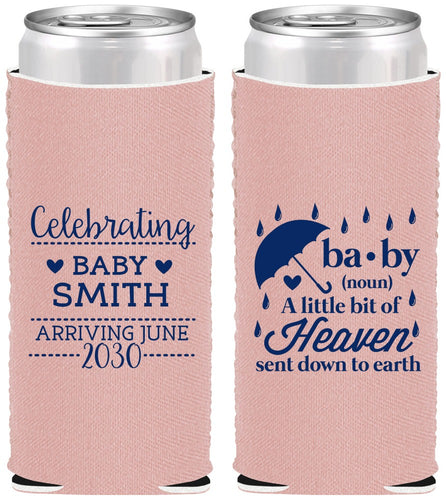 Custom Baby Shower Neoprene Slim Can Coolers - Little Bit Of Heaven | 90095