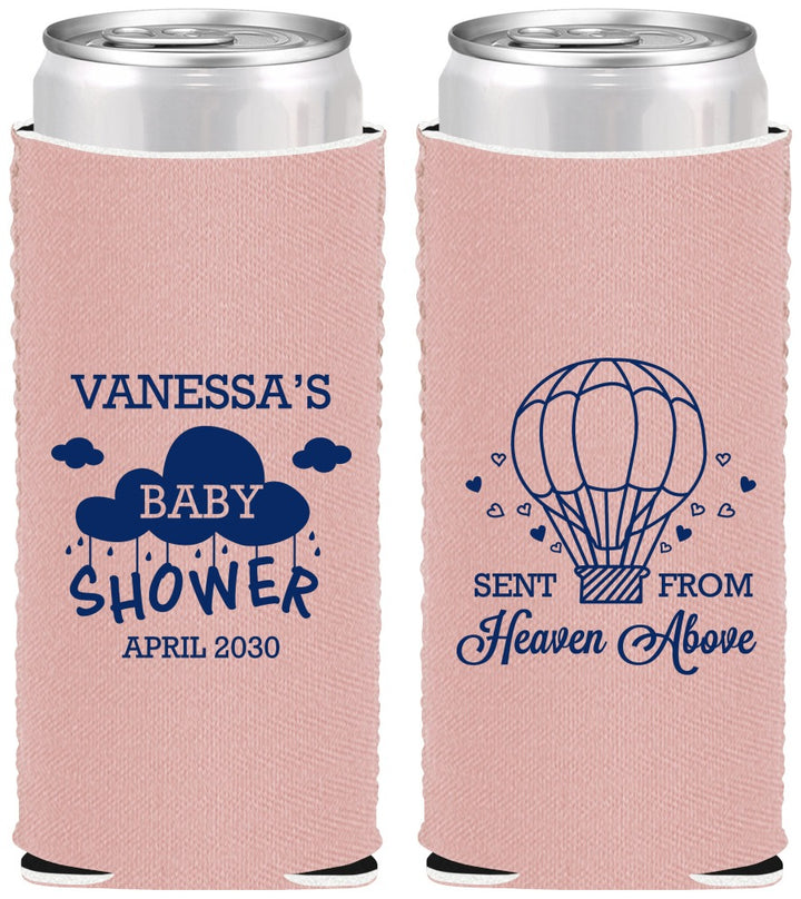 Custom Baby Shower Neoprene Slim Can Coolers - Hot Air Balloon | 90097