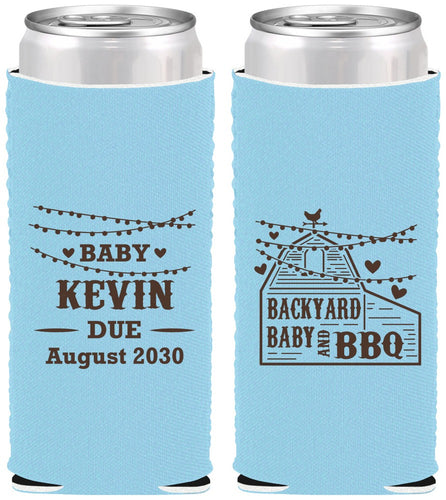 Custom Baby Shower Neoprene Slim Can Coolers - Baby And Bbq | 90101