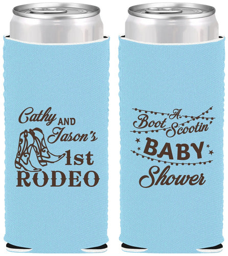 Custom Baby Shower Neoprene Slim Can Coolers - Rodeo Boot Scootin | 90103