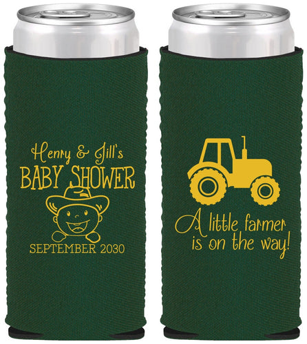 Custom Baby Shower Neoprene Slim Can Coolers - Little Farmer | 90108