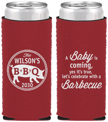 Custom Baby Shower Neoprene Slim Can Coolers - Bbq | 90110