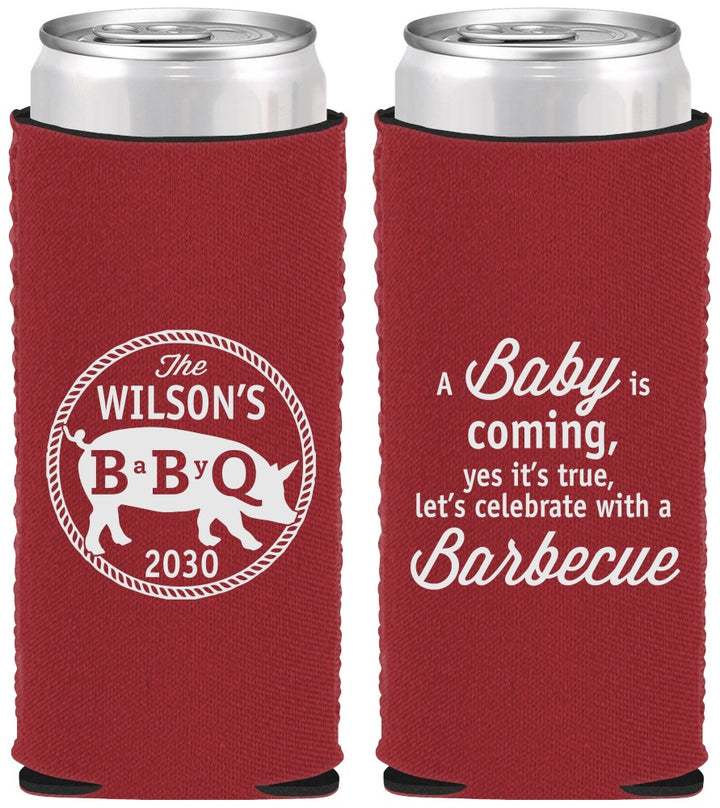Custom Baby Shower Neoprene Slim Can Coolers - Bbq | 90110