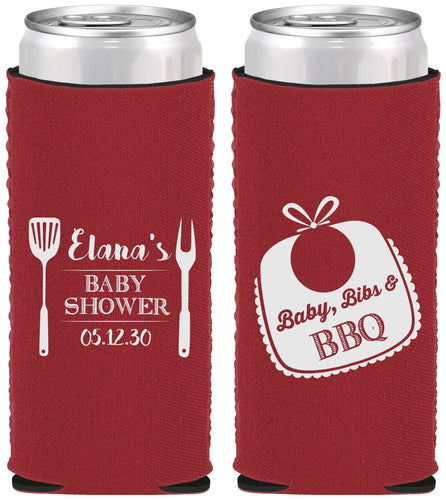 Custom Baby Shower Neoprene Slim Can Coolers - Beers Bbq Babies | 90114