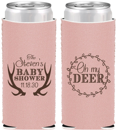 Custom Baby Shower Neoprene Slim Can Coolers - Oh My Deer Christmas | 90121