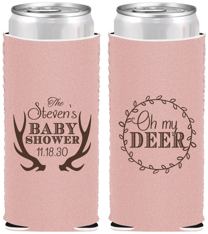 Custom Baby Shower Neoprene Slim Can Coolers - Oh My Deer Christmas | 90121