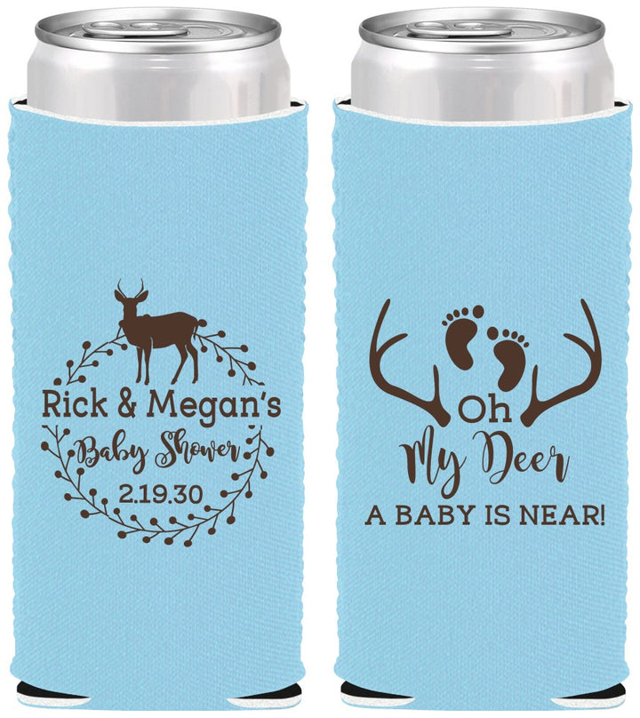 Custom Baby Shower Neoprene Slim Can Coolers - Oh My Deer | 90123