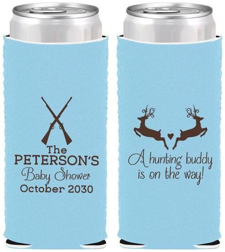 Custom Baby Shower Neoprene Slim Can Coolers - Hunting Buddy | 90125