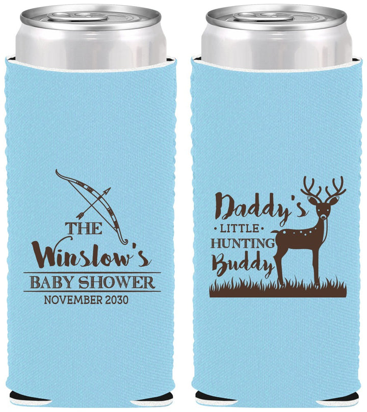 Custom Baby Shower Neoprene Slim Can Coolers - Hunting Buddy | 90127