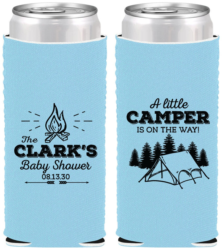 Custom Baby Shower Neoprene Slim Can Coolers - Little Camper | 90129