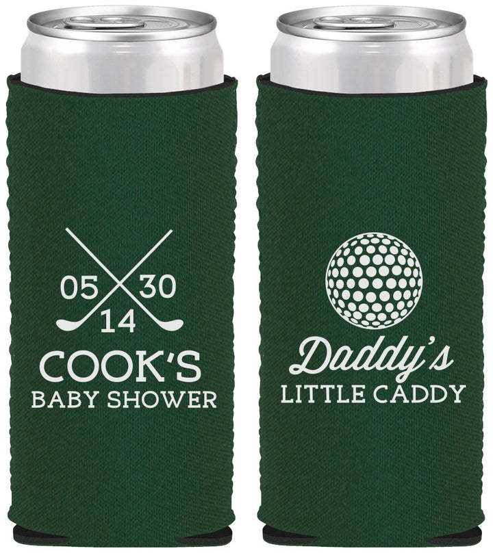 Custom Baby Shower Neoprene Slim Can Coolers - Golf Little Caddy | 90135
