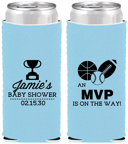 Custom Baby Shower Neoprene Slim Can Coolers - Sports Mvp | 90141