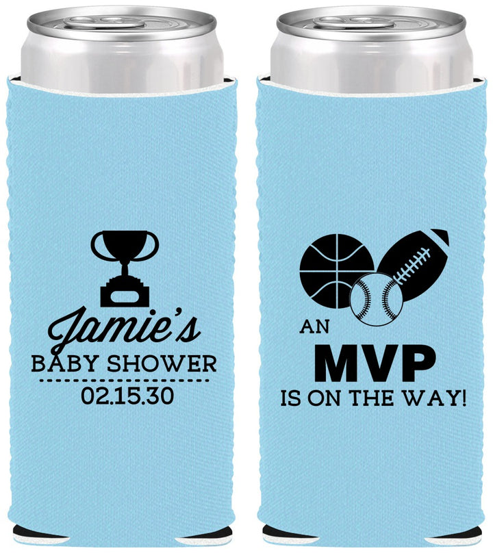 Custom Baby Shower Neoprene Slim Can Coolers - Sports Mvp | 90141