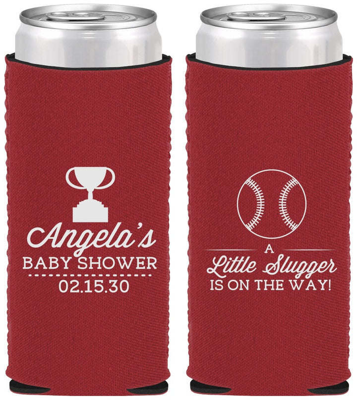 Custom Baby Shower Neoprene Slim Can Coolers - Baseball Little Slugger | 90145