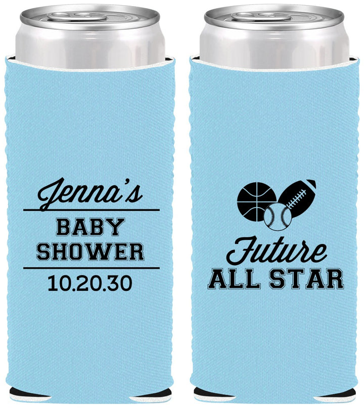 Custom Baby Shower Neoprene Slim Can Coolers - Future All Star | 90146